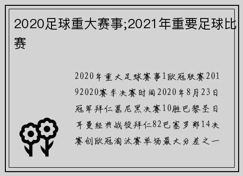 2020足球重大赛事;2021年重要足球比赛